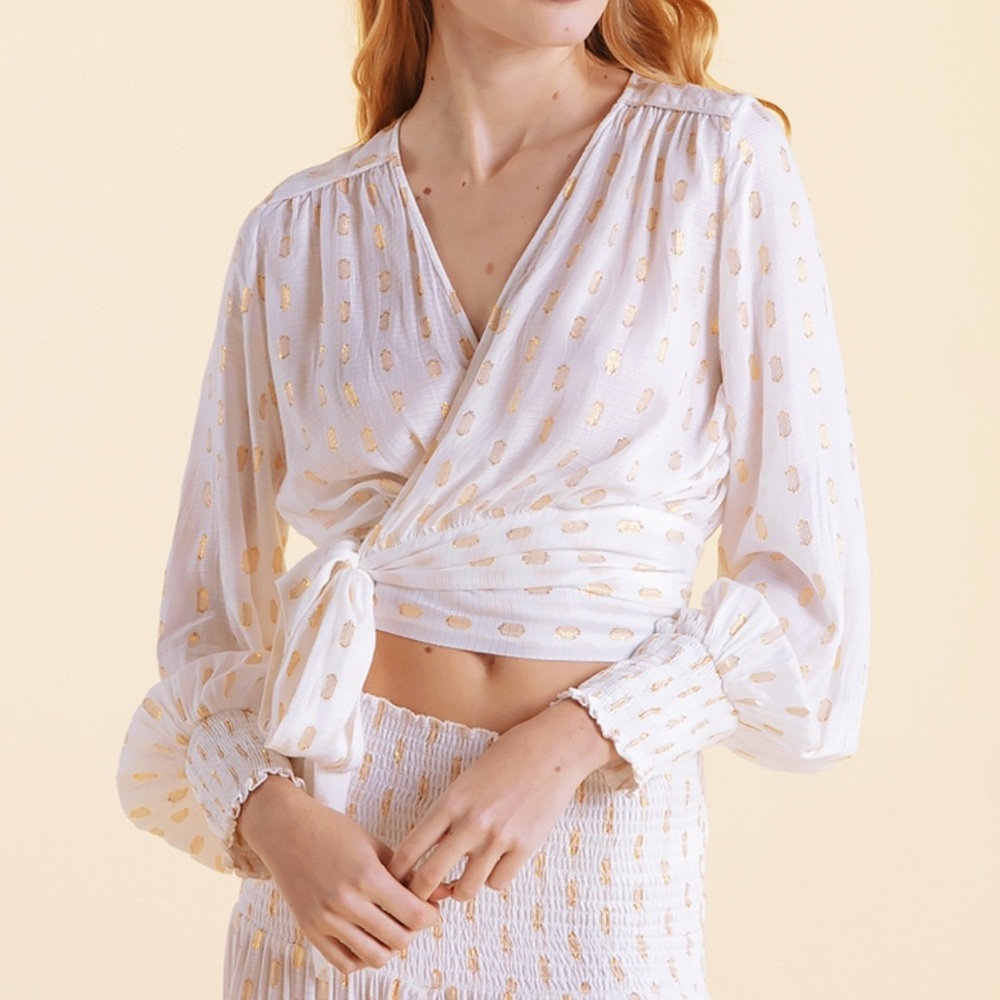 SUNDAY SAINT TROPEZ POMPONETTE SKIRT & ANGELES WRAP TOP Set